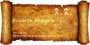 Kovárik Klaudia névjegykártya